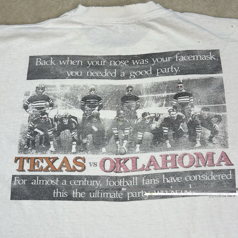 Vintage 90s Texas Longhorns vs Oklahoma Sooners Rivalry Tshirt XL Single Stitch